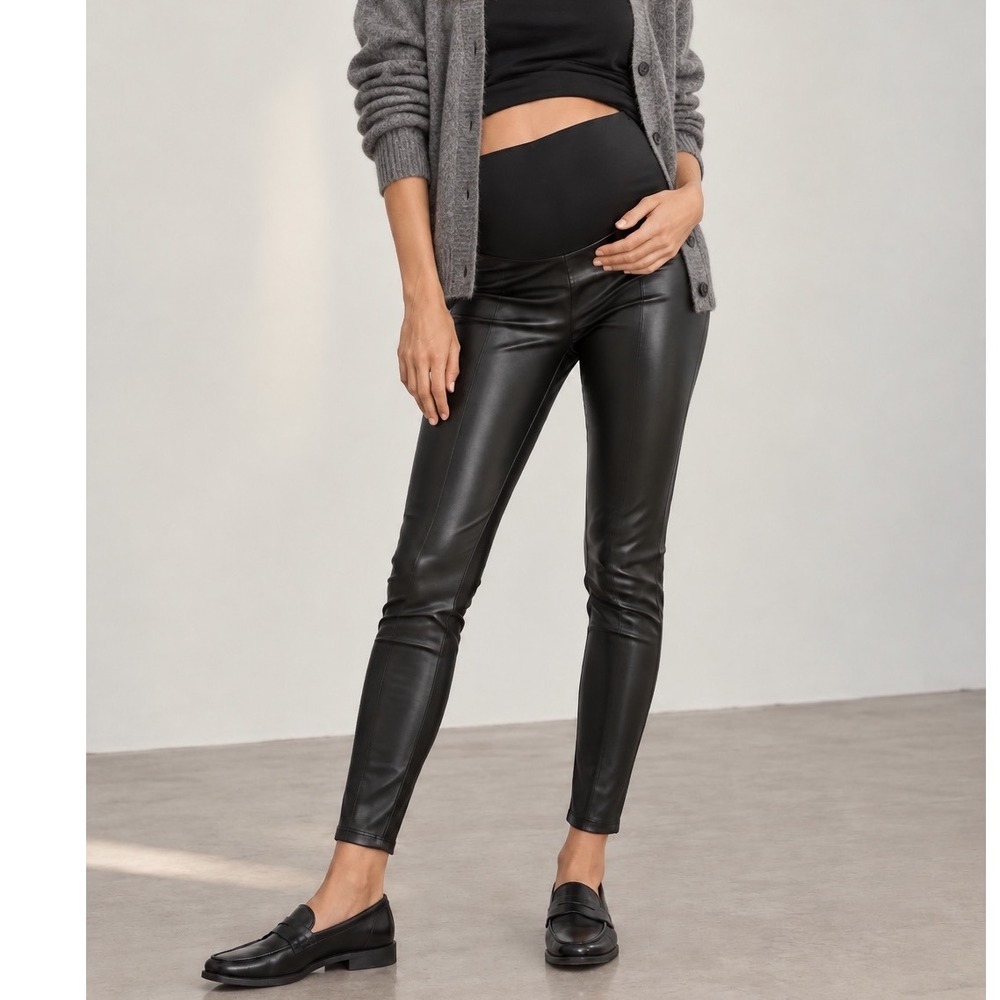 HATCH Vegan Leather Leggings Womens Small Black Faux Leather Maternity Chic